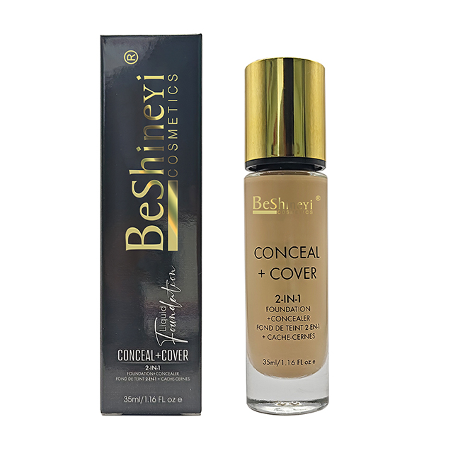 Custom Private Label Vegan Full Coverage Long Lasting Waterproof Makeup 2 in 1 Cream Concealer Liquid Foundation With Mirror